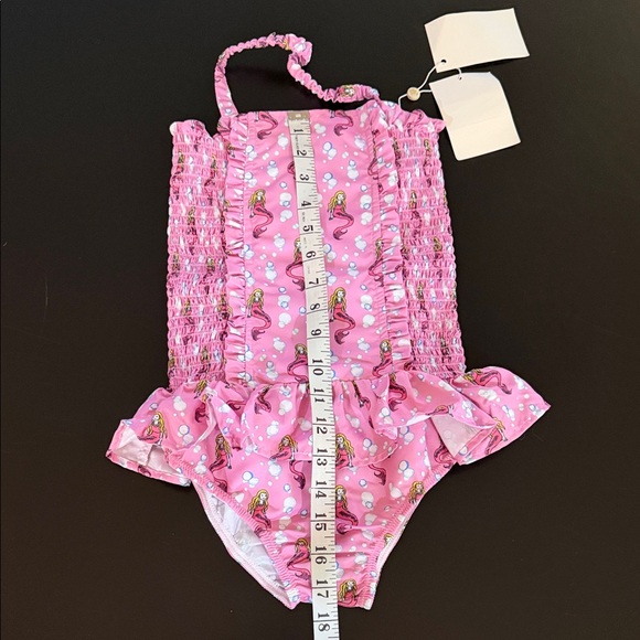 Rachel Riley Pink Mermaid Ruched Swimsuit - Picture 7 of 9